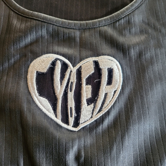 Black Crop Top with Cyber Heart - Picture 2 of 8